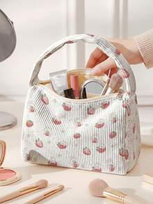 Bolsa de viaje plegable de gran capacidad y organizador de maquillaje - Niños y estudiantes | Estuche cosmético portátil + Bolso de mano para ir al trabajo | Diseño de estampado de fresa único para el cuidado de la piel y los cosméticos - Multicolor - Ver 6