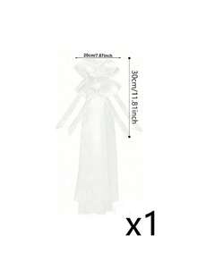 3pcs White Wedding Bow Decor Set - Features White Bow Decorations With Long, Flowing Chiffon Satin Ribbons; Perfect For Decorating Church Aisles, Chairs, And Wedding Cars. An Ideal Decoration Choice For Wedding Ceremonies, Bridal Showers, Birthday Celebrations, Themed Events, And Anniversaries. - One Size Fits All - View 9