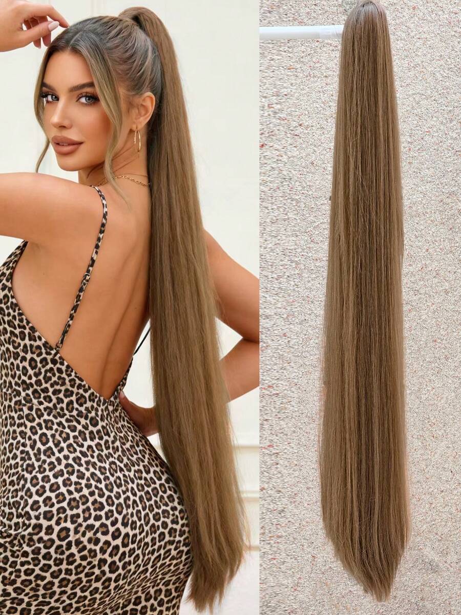 Kẹp tóc đuôi ngựa dài thẳng bằng tóc giả dành cho nữ, dài 44 inch - Màu nâu caramel mật ong. - Nhiều màu - Xem 1