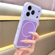 AI Camera Button Soft Touch Dual-Color Phone Case For IPhone 17 Pro Max, Liquid Silicone Full Coverage Protection Case For IPhone 16 Pro, Minimalist Elegant Design For IPhone 15 Pro, Anti-Drop Cover For IPhone 14 Pro - Purple - View 1