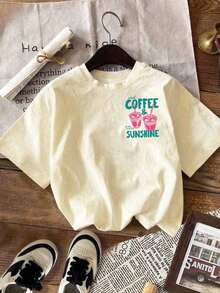 Camiseta "Café Helado y Sol", Camiseta "Café Helado", Regalos para Amantes del Café, Camiseta de Verano, Camiseta "Vibes de Verano", Camiseta de Café - Estilo Urbano Vintage Unisex, Cam - Albaricoque 8 - Ver 3