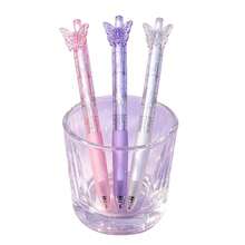 3 bút bi gel hình bướm 0.5mm mực đen, bút bi giảm căng thẳng, khô nhanh, đầu nhọn, viết trơn tru, dùng cho nhật ký, ghi chú, văn phòng phẩm, trường học. - Tím/Hồng/Trắng - Xem 7
