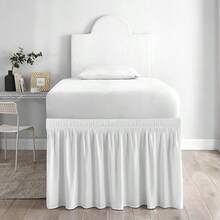 1 pieza Falda para cama de dormitorio, diseño envolvente con banda elástica ajustable, adecuada para juego de ropa de cama de dormitorio, múltiples tamaños: altura de falda de 32-36-42 pulgadas, ajustable para cama y somier. Tela suave, duradera y resistente a las arrugas - Hecha de microfibra premium, estilo de volante, resistente a la decoloración, lavable a máquina. - TwinXL 34" de caída - Ver 7