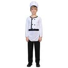 儿童厨师服装套装，男孩女孩烹饪烘焙服，万圣节厨师制服角色扮演派对装扮 - 彩色 - 查看 7
