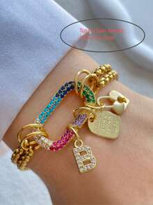 Dây chuyền chữ cái A-Z STYLEVER 1 chiếc, khóa xoắn ốc màu bạc, dây leo nhiều màu sắc, thép không gỉ, thích hợp cho các dịp lễ hội và đeo hàng ngày. - Bạc - Xem 3