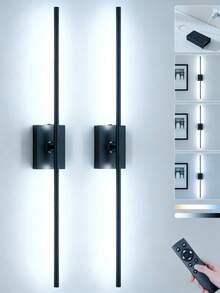 1 pieza/2 piezas Lámpara de pared negra/dorada, decoración de pared para fondo de TV, luz para dormitorio/sala de estar, aplique de pared moderno: compartimento de batería recargable desmontable, con control remoto, luz de pared rectangular - Batería recargable de gran capacidad, cable de carga Tipo C de 80 cm, instalación sin taladrar - Negro - Ver 5