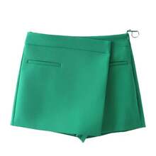Minifalda de cintura alta con corte en A para mujer, pantalón falda casual adelgazante para el día a día, falda asimétrica, s... - BLANCO - Ver 2