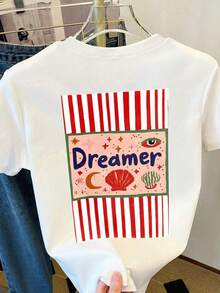 Bohemian Style, Bohemian Style, Women's T-Shirt, Short-Sleeved Graphic Tee, Casual Street Style, Cute Summer Top, Casual Summer Style, Casual Summer Style - 白色 4 - 查看 3