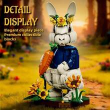Puzzle Balok Bangunan Hewan Kelinci Pastoral Kreatif Dekorasi Rumah, Rakitan Kelinci Bunga Pedesaan, Ornamen Dekorasi Rumah, Penghilang Stres, Hadiah Liburan Hadiah Ulang Tahun - MultiWarna - View 3