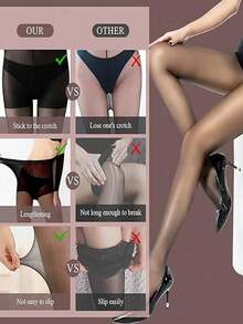 2 đôi tất dài đến đùi màu đen kiểu dáng ôm sát dành cho nữ, phụ kiện giữ ấm chân, chống trượt, bền chắc. - màu đen - Xem 5