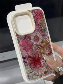 花卉图案单件装阿拉伯花卉图案UV印花皮革质感手机壳，兼容 17/16/15/14/13/12/11等机型，柔软TPU保护壳，礼品之选，创意伊斯兰图案手机壳，情人节/生日礼物，送给父母、家人、朋友 - 彩色 - 查看 2