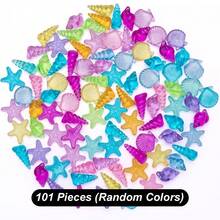 51pcs/101pcs Colorful Artificial Acrylic Crystal Aquarium Decor Set, Including Shells, Conches And Starfish, Suitable For Fish Tank Decoration - A - View 8