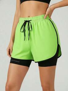 Women's Quick-Dry Yoga Shorts - Lightweight And Breathable Sports Shorts, Summer Black Elastic Fitness Shorts For Women - 綠色的 - 查看 3