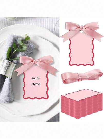 Bộ 10/20 thẻ ghi tên hình vỏ sò kèm ruy băng, thẻ số bàn tự làm cho đám cưới, trang trí tiệc cưới.