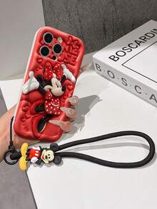 Funda de teléfono de Disney Mickey Mouse Clubhouse: Funda de teléfono suave con borde protector de patrón esponjoso 3D y un llavero de pulsera de Mickey gratis, Mickey, Minnie, Goofy, Donald Duck, Daisy Duck, Pluto, para Apple 17 Promax 17 Pro 16 15 14 13 12 11 Pro Max XS Max X XR Funda de verano - Blanco - Ver 6