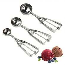 3pc, Unisex, Silver, Heavy Duty Commercial Grade Medium Scoop / Professional Ice Cream & Cookie Dough Scoop, High-Quality 304 Stainless Steel Material, Medium Size Capacity (Approx. 1. 5-2 Inch / 4-5 Cm Diameter, 1. 5-2 Oz / 45-60ml), Easy-Release Spring-Loaded Trigger & Sweep Blade, Polished Round Bowl For Smooth Food Release, Non-Stick & Easy To Clean (Dishwasher ), Ergonomic Non-Slip Handle, Durable & Rust-Proof, Professional & Heavy-Duty Kitchen Tool Style, Stainless Steel Food Scoop / Portion Scoop, For Ice Cream, Cookie Dough, Fruit Balls, Mashed Potatoes, Melon Balls, Muffin Batter, Rice, Home & Restaurant Kitchen, Commercial Use, As Gift For Bakers, Chefs, Home Cooks, Ice Cream Lovers, Meal Preppers - 1.96" - View 4