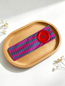 1 pieza Nuevo Diadema elástica gruesa con botón sólido a rayas impresa, hecha a mano, adecuada para uso diario, festivales, fiestas, ejercicio, moda, regalo para vacaciones - Multicolor - Ver 14