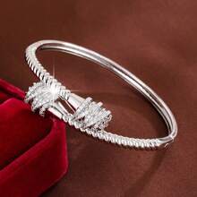 1pc Fashionable Line Wrapped Conical Criss-Cross Design Cubic Zirconia Inlaid Women Bracelet - Multicolor - View 4
