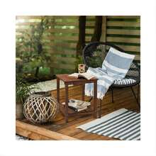 Cedar Outdoor Side Table, Design, With Shelf - Espresso - Black - View 2