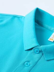 Kemeja Polo Pria Musim Panas Bahan Ringan | Potongan Slim Fit Lengan Pendek Kerah Warna Polos, Cocok Untuk Sehari-hari, Bepergian, Kantor, Olahraga Ringan, dan Pakaian Pantai - Mint Blue - View 5