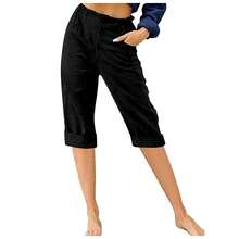 Pantalones pitillo de cintura elástica para mujer, pantalón informal, ajustado y transpirable, estilo Retro, novedad de verano, 2024 - Negro - Ver 4
