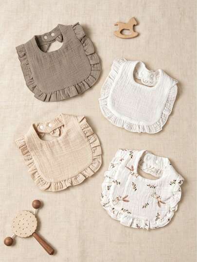 4 piezas de baberos florales para bebé, de gasa de algodón estampada, unisex para niños y niñas, regalo para recién nacidos en primavera/verano