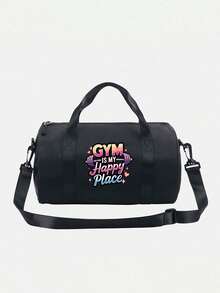 1pc Dumbbell Print "Gym Is My Therapy" Crossbody Bag - Adjustable Strap With Top Handle, Durable Fabric Mini Tote Bag Suitable For Fitness, Dance, Commuting And Outdoor Sports (Multiple Colors Available), Small Gym Bag, Casual Streetwear Style, Minimalist Design Handbag - Multicolor - View 11