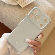 KAIWD Ins-Style Colorblock Polka Dot Minimalist 16/17 Pro Max/15/14/13 Soft Phone Case, Kreatif, Geometris, Gaya Korea, Minimalis, Colorblock, Niche, Gaya Ins - Kabut laut biru - View 5