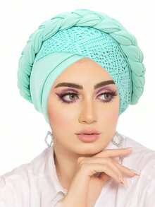 Mũ turban tết thời trang, khăn trùm đầu lưới thoáng khí đã buộc sẵn, khăn trùm đầu co giãn mềm mại dành cho phụ nữ Hồi giáo, thích hợp sử dụng hàng ngày và dự tiệc. - màu sắc - Xem 13