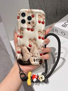Funda de teléfono de Disney Mickey Mouse Clubhouse: Funda de teléfono suave con borde protector de patrón esponjoso 3D y un llavero de pulsera de Mickey gratis, Mickey, Minnie, Goofy, Donald Duck, Daisy Duck, Pluto, para Apple 17 Promax 17 Pro 16 15 14 13 12 11 Pro Max XS Max X XR Funda de verano - Blanco - Ver 3