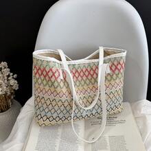 1 pieza Bolso de hombro con capacidad grande, de poliéster con patrón de estrella y decoración de nube, de uso diario y de moda para mujeres - Multicolor - Ver 2