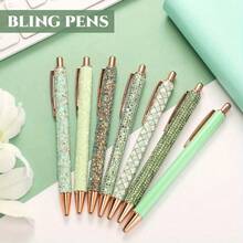 5pcs Retractable Elegant Neutral Pens, Medium Metal Tip, Round Body, Fashionable Shiny Design, Suitable For School, Office, Valentine's Day, Graduation And Holiday Gifts - Multicolor - View 4