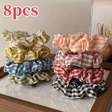 16 piezas de Scrunchies de pelo a cuadros lindos, adecuados para todos los estilos de cabello - Multicolor - Ver 10