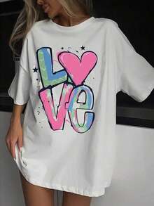 Camiseta Casual de Verano para Mujer, de Manga Corta, a la Moda y de Talla Grande - Negro - Ver 8