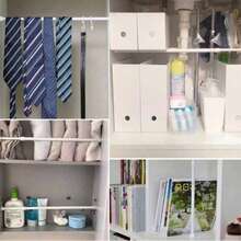 1/2pcs No-Drill Multifunctional Telescopic Rod, Easy To Install, Suitable For Shower Curtain Rod, Balcony Clothesline, Wardrobe Hanging Rod, Curtain Rod, Window Curtain Rod Bracket, Bathroom Accessories - White - View 7