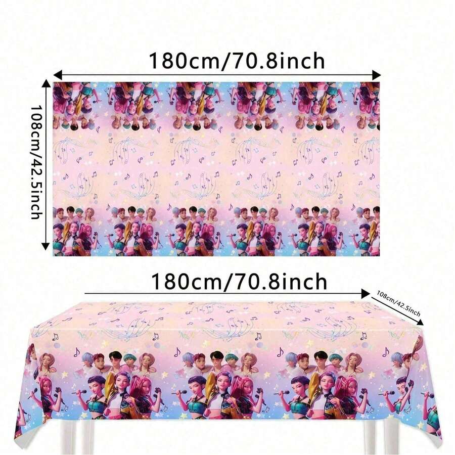 1 pieza Mantel desechable de PE para decoración de fiesta, Cubierta de mesa rectangular para celebración - Multicolor - Ver 1