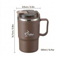 1pc 500/550ml 304 Stainless Steel Coffee Mug With Tea Strainer & Folding Spoon, Double Layer Thermal Insulated Milk Tea Coffee Water Cup With Handle & Lid, Anti Scalding & Leak Proof Drinking Cup Drinkware For Hot & Cold Water, Suitable For Student And Adult Use In Home, School, Dorm, Office, Outdoor Camping, Picnic,Travel, Bakc To School - Multicolor - View 18