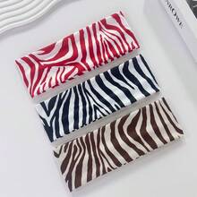 1pc Zebra Print Bohemian Polyester Headband, Suitable For Spring, Summer And Autumn - Black - View 5