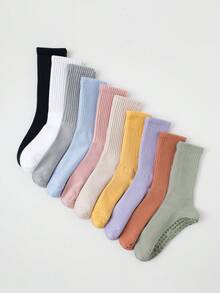 1/3 Pairs Solid Color Round Neck Women's Socks, Suitable For Yoga Shoes, Pilates, All Season Wear, Multiple Colors Available, Suitable For Yoga - Multicolor - View 18