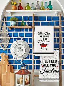 2 Pcs Cooking Humor & Grill Pattern Kitchen Towels, Sassy Farmhouse Style Dish Towels Can Be Used In Kitchen Drying Hand Towels Tea Towels Suitable For Farmhouse Kitchen Home Indoor Dish Drying - White - View 5