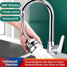 360 Degree Swivel Kitchen Faucet Extender, Splash Proof Aerator, Booster Filter Shower Head Extension For Bathroom Sink - Multicolor - View 2