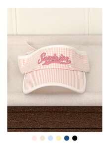 Sombrero de sol a cuadros con protección UV para el verano, diseño bordado, gorra de béisbol con parte superior de malla transpirable y ajustable, adecuada para actividades al aire libre casuales - La letra S - Ver 10