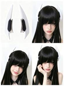 1 pieza Accesorio para el cabello tipo pinza de ángel de estilo cyberpunk multicolor de anime, regalos navideños perversos para adultos, accesorios para la cabeza - Gris - Ver 7