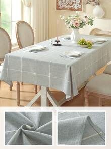 1pc Gray Plaid Tablecloth, Nordic Light-Colored Dining Table Cover, Dirt-Resistant, Durable, Easy To Clean, Suitable For Daily Home, Picnic, Hotel, Celebration, All Seasons - Light Grey - View 3
