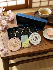 日式吉祥字雏菊钥匙扣，学生背包挂件，蓝色礼盒小礼物 - 禮盒套裝 - 查看 7