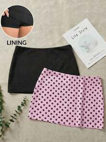 2 Faldas mini, minimalista, moda, informal, de unicolor - Multicolor 3 - Ver 1