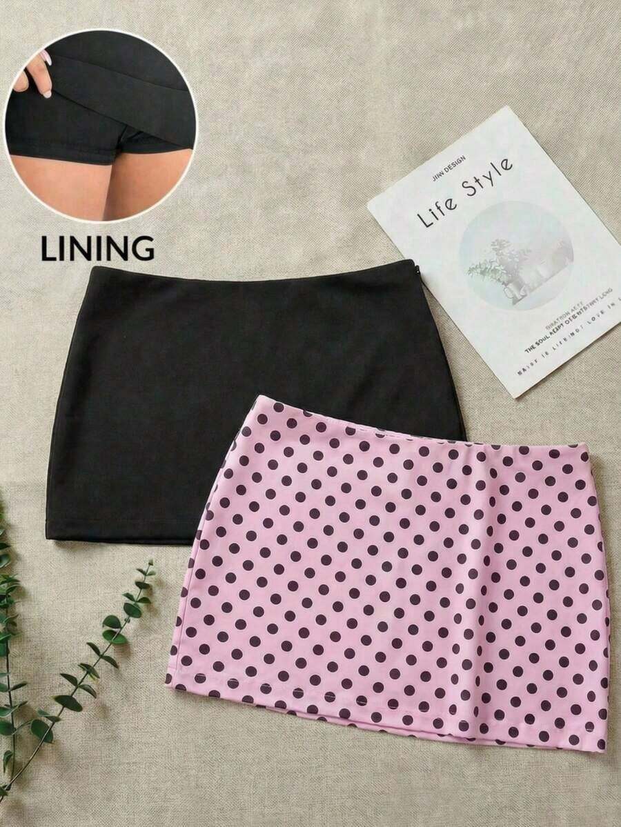 2 Faldas mini, minimalista, moda, informal, de unicolor - Multicolor 3 - Ver 1