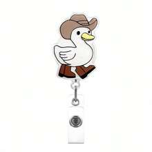 1pc Retractable ID Badge Holder With Goose Emblem And Rotating Alligator Clip, Suitable For Nurses, Office Staff, Managers, Students - Multicolor - View 7