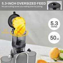50 Oz. Masticating Juicer Countertop Juicer High-Powered, Pulp-Free  Large Feed Chute Ideal For Fitness Enthusiasts, Parties, And Meal Prep - Grey - View 2