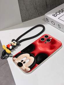 Disney Mickey Mouse Clubhouse Phone Case : 3D Fluffy Pattern Border Protector Phone Soft Phone Case With A Free Cute Mickey Bracelet Chain Lanyard, Mickey, Minnie, Goofy, Donald Duck, Daisy Duck, Pluto, For Apple 17 Promax 17 Pro 16 15 14 13 12 11 Pro Max XS Max X XR Soft Cover Summer Phone Case - trắng - Xem 7